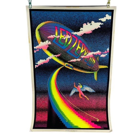 Vintage Led Zeppelin Stairway to Heaven Flocked Velvet Blacklight Poster 23 x 35 - Picture 1 of 9